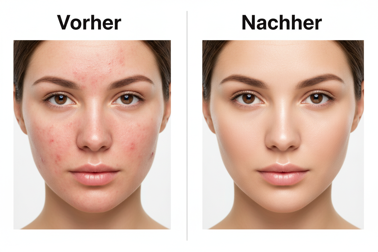 ein nbild am besten von einem acknegesicht vorher nachher bild Organische Akne- & Pickelbehandlung – Super Acne Fighter Serum