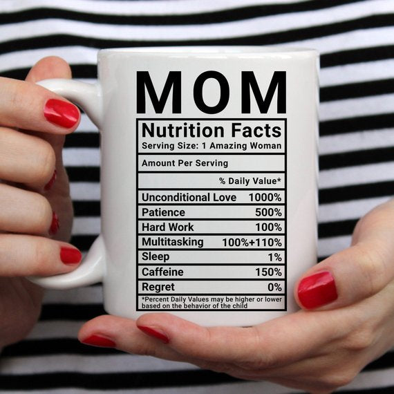 Muttertags-Kaffeetasse „Mom Nutrition Facts“ – Lustige & liebevolle Geschenkidee
