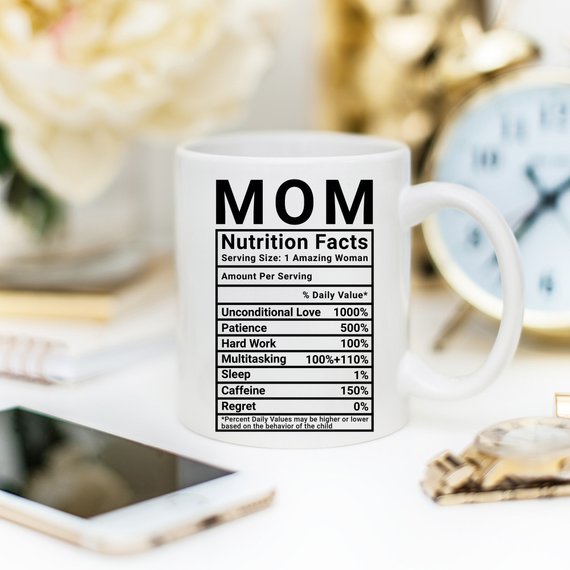 Muttertags-Kaffeetasse „Mom Nutrition Facts“ – Lustige & liebevolle Geschenkidee