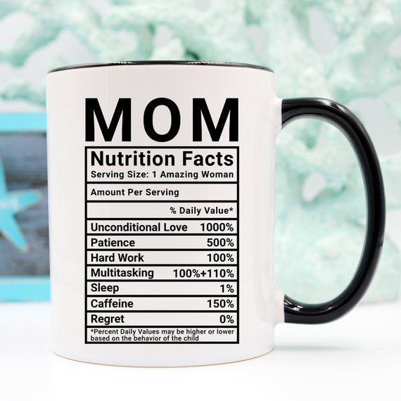 Muttertags-Kaffeetasse „Mom Nutrition Facts“ – Lustige & liebevolle Geschenkidee