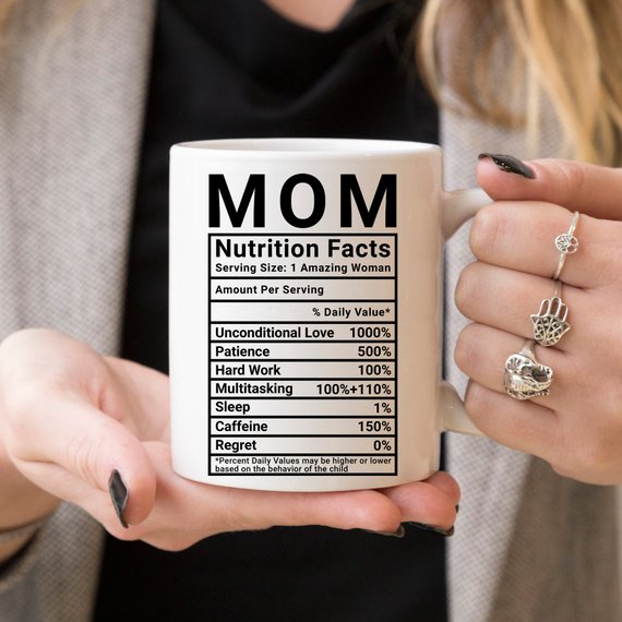 Muttertags-Kaffeetasse „Mom Nutrition Facts“ – Lustige & liebevolle Geschenkidee